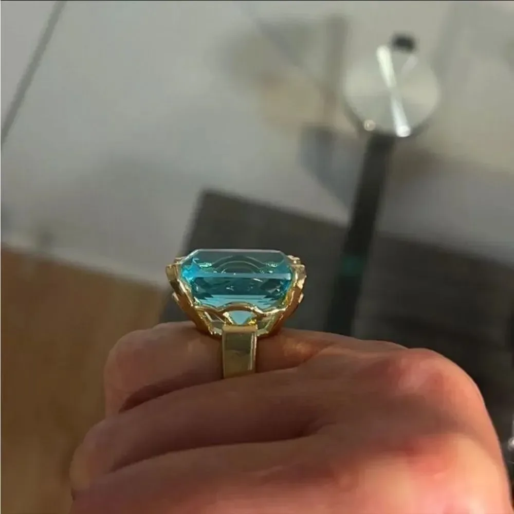 The Neptune Cocktail Ring 14k yellow gold plating over 925 Silver sz 10
